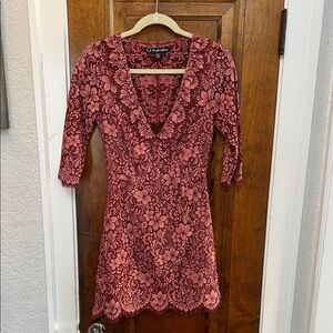 For Love & Lemons Lace mini dress in Dusty Rose